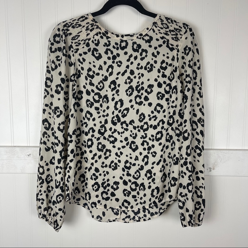 PEYTON JENSEN Rayna Leopard Smocked Blouse - Picture 2 of 7